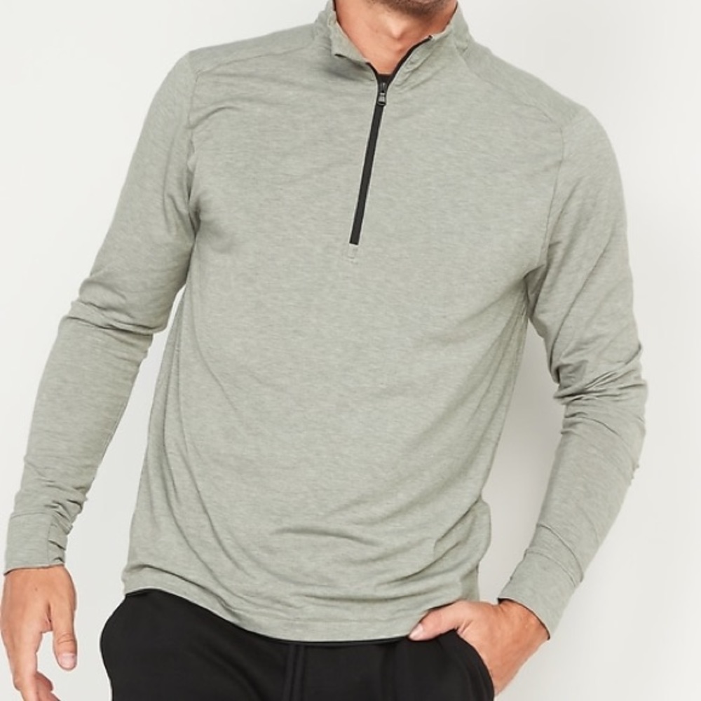 Four-way stretch, Performance, Half zip top for men, Sage Green, XL